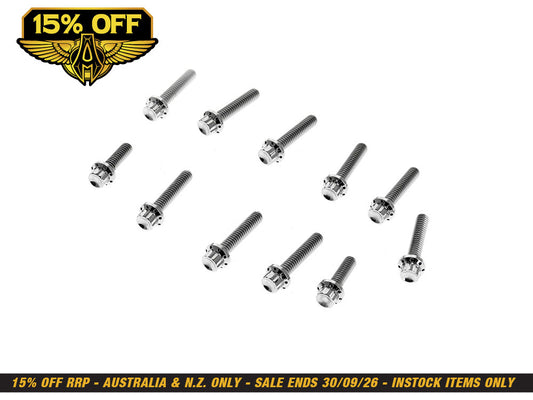 Titanium 12-Point Cam Cover Bolt Kit - Polished. Fits CVO Touring 2023up, Street Glide & Road Glide 2024up, Touring 2025up & Softail 2025up