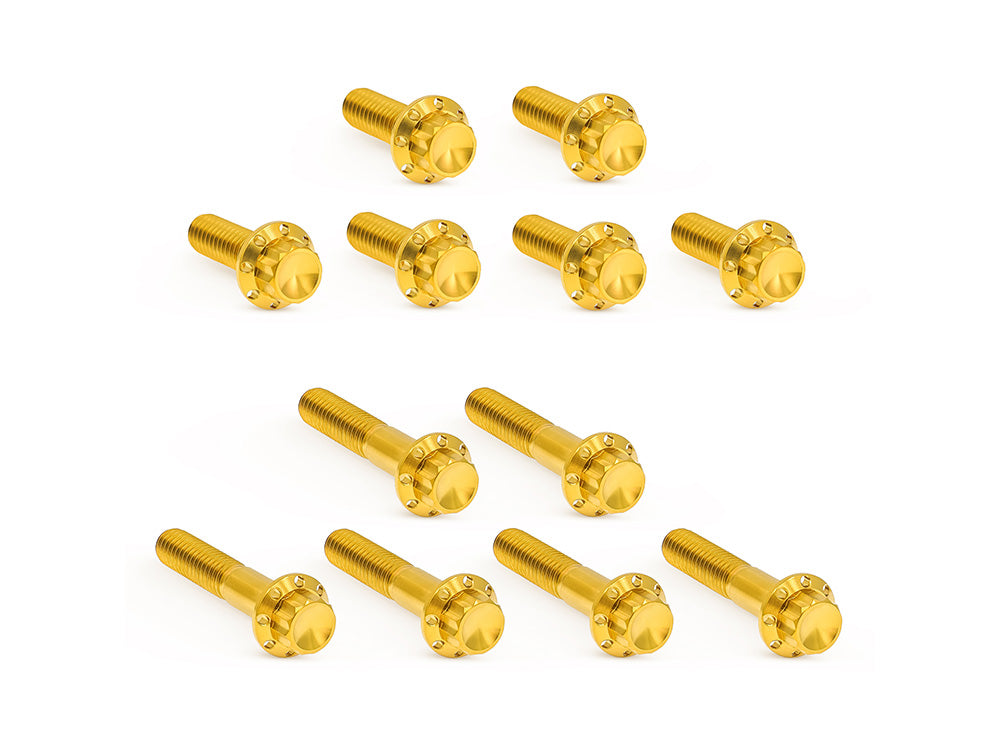 Titanium 12-Point Rocker Cover Bolt Kit - Gold. Fits Twin Cam 1999-2017