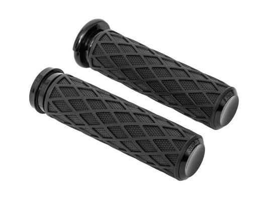 Diamond Handgrips - Black. Fits H-D with Throttle Cable.