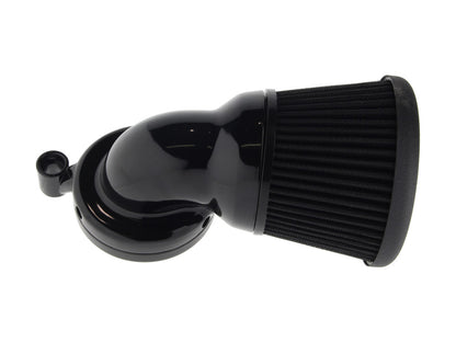 Velocity 90° Air Cleaner Kit - Black. Fits Softail 2000-2015, Dyna 1999-2017, Touring 1999-2007 with CV Carb or Cable Operated Delphi EFI