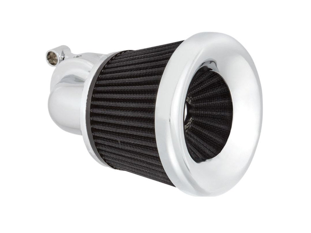 Velocity 90° Air Cleaner Kit - Chrome. Fits Softail 2000-2015, Dyna 1999-2017, Touring 1999-2007 with CV Carb or Cable Operated Delphi EFI