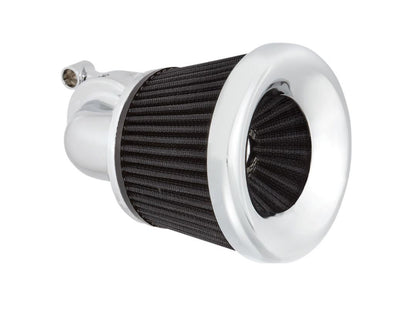 Velocity 90° Air Cleaner Kit - Chrome. Fits Softail 2000-2015, Dyna 1999-2017, Touring 1999-2007 with CV Carb or Cable Operated Delphi EFI