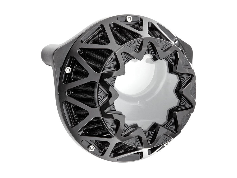 Crossfire Air Cleaner Kit - Black. Fits Softail 2000-2015, Dyna 1999-2017, Touring 1999-2007 with CV Carb or Cable Operated Delphi EFI