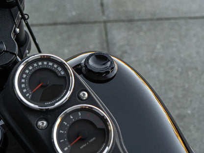 12 Point, Right Hand Vented Screw-In Fuel Cap - Black. Fits H-D Big Twin 1996up & Sportster 1996-2021