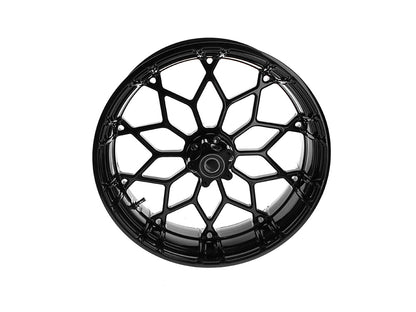 18in. x 5.5in. Fat Factory Prodigy Replica Wheel - Gloss Black. Fits most Touring 2008-2023 & Road King Special 2020up