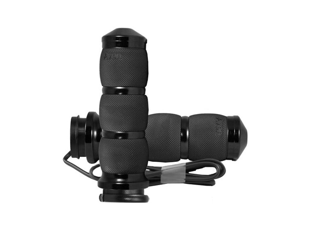 Heated Air Cushion Handgrips - Black. Fits Big Twin 2008-2024 with Throttle-by-Wire