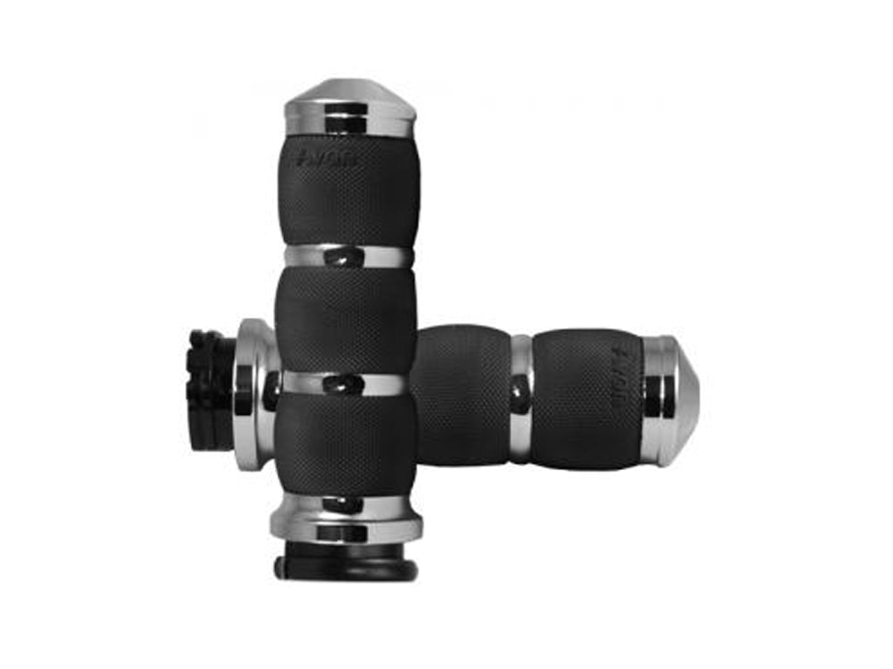 Air Cushion Handgrips - Chrome. Fits H-D with Throttle Cable.