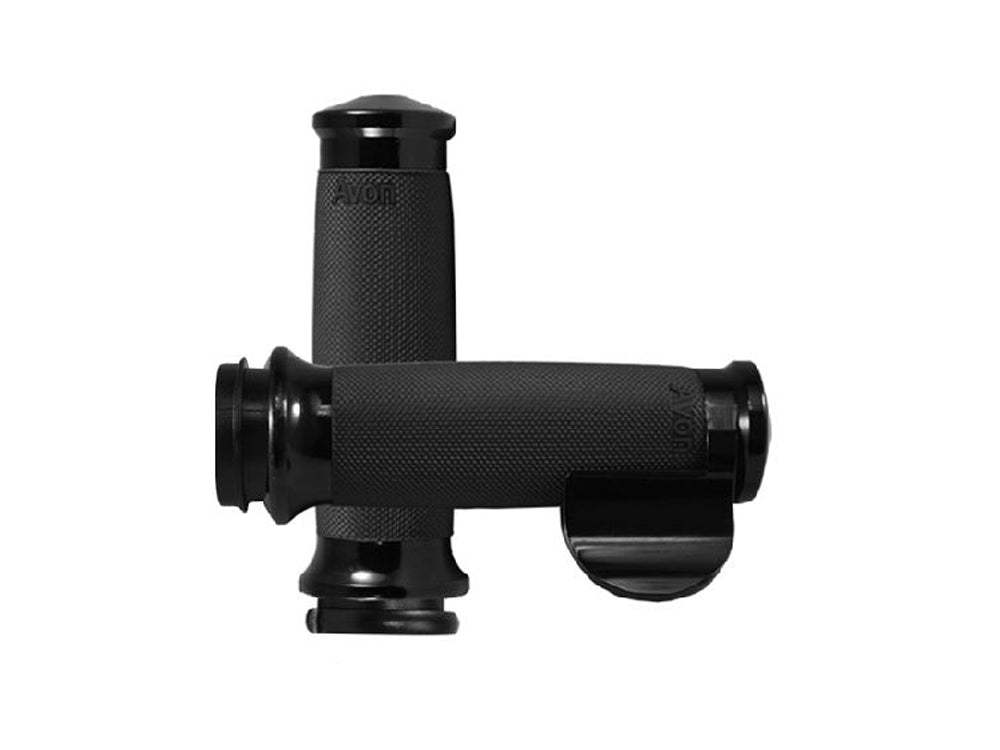 Custom Contour Handgrips with Throttle Boss - Black. Fits Big Twin 2008-2024 with Throttle-by-Wire