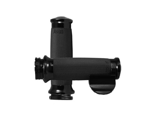 Custom Contour Handgrips with Throttle Boss - Black. Fits H-D with Throttle Cable.