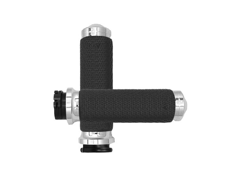 Medium Memory Foam Handgrips - Chrome. Fits H-D with Throttle Cable.