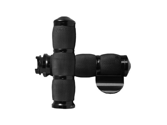 Air Cushion Handgrips with Throttle Boss - Black. Fits Various Metric Models.