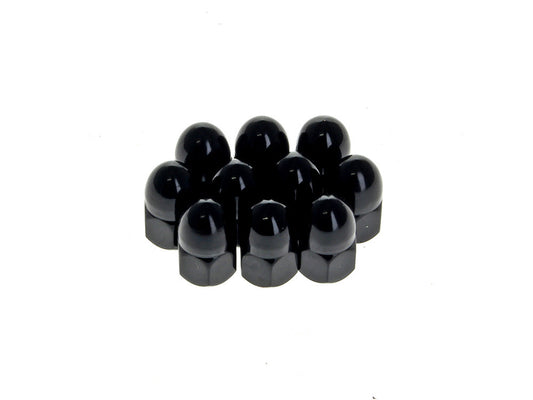 3/8-24 UNF Acorn OEM Style Nuts - Black. Pack of 10