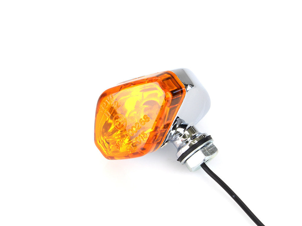 Mini Diamond Turn Signal with Amber Lense - Chrome.