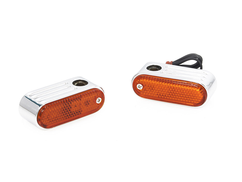 Doss Marker Turn Signals with Amber Lens & 5/16in. Mounting Hole - Chrome.