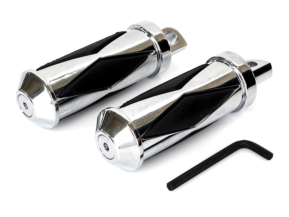 Large Diamond Style Footpegs with Male Mount - Chrome.