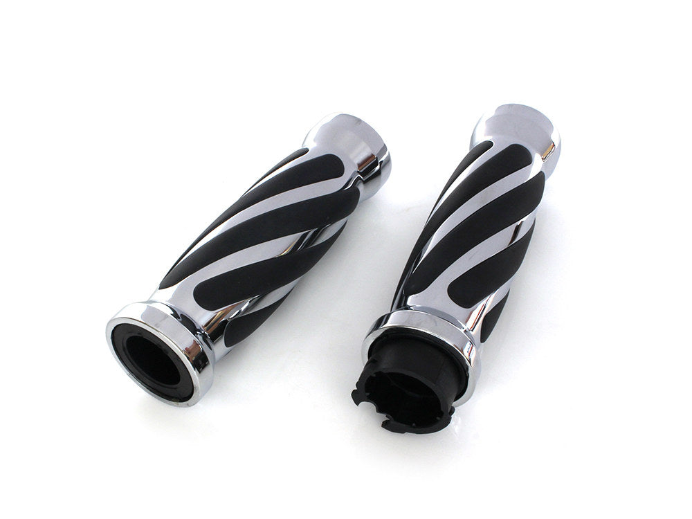 Twist Style Handgrips - Chrome. Fits H-D with Throttle Cable.