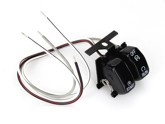 Engine Start & Stop Handlebar Switch - Black. Fits Softail 1996-2011, Dyna 1996-2012, Sportster 1996-2013 & Touring 1996-2013