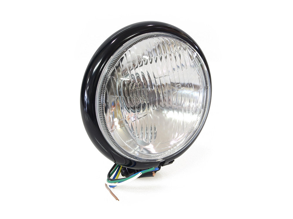 5-3/4in. Batz Style Headlight with Bottom Mount - Black.