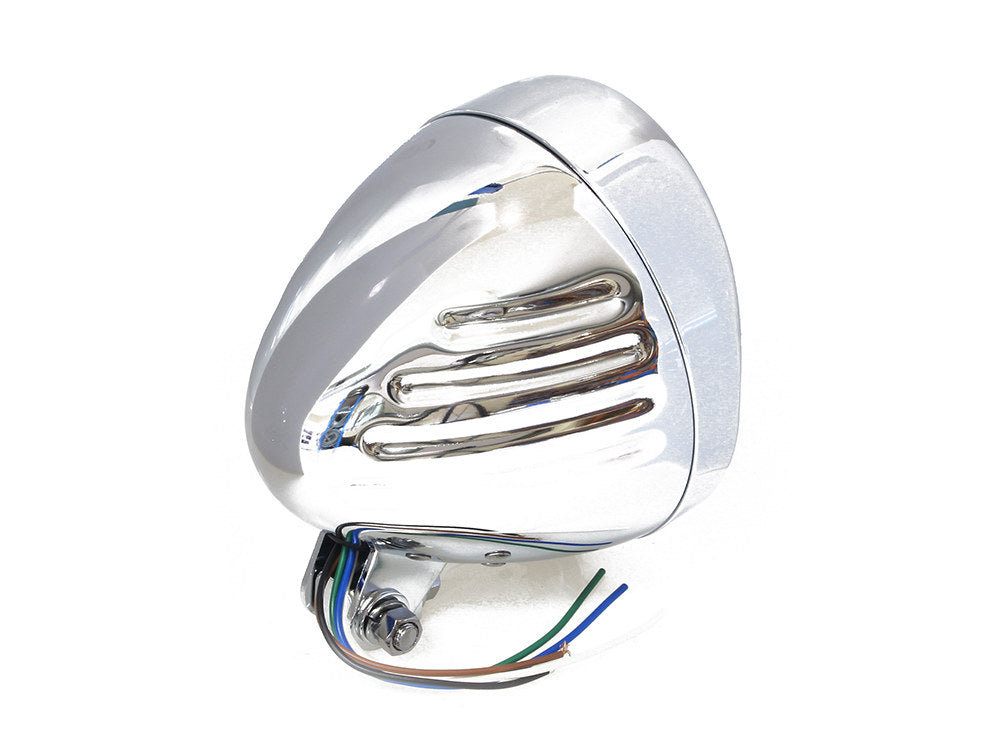 5-3/4in. Headlight with Ball Milled Shell & Peaked Visor with Bottom Mount - Chrome.