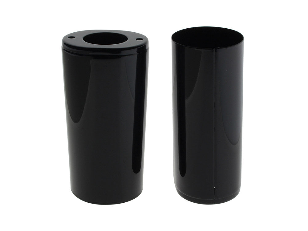 Standard Length Slider Covers - Gloss Black. Fits FL Softail 1986-2017, Touring 1980-2013 & 4Spd FL 1948-1984.