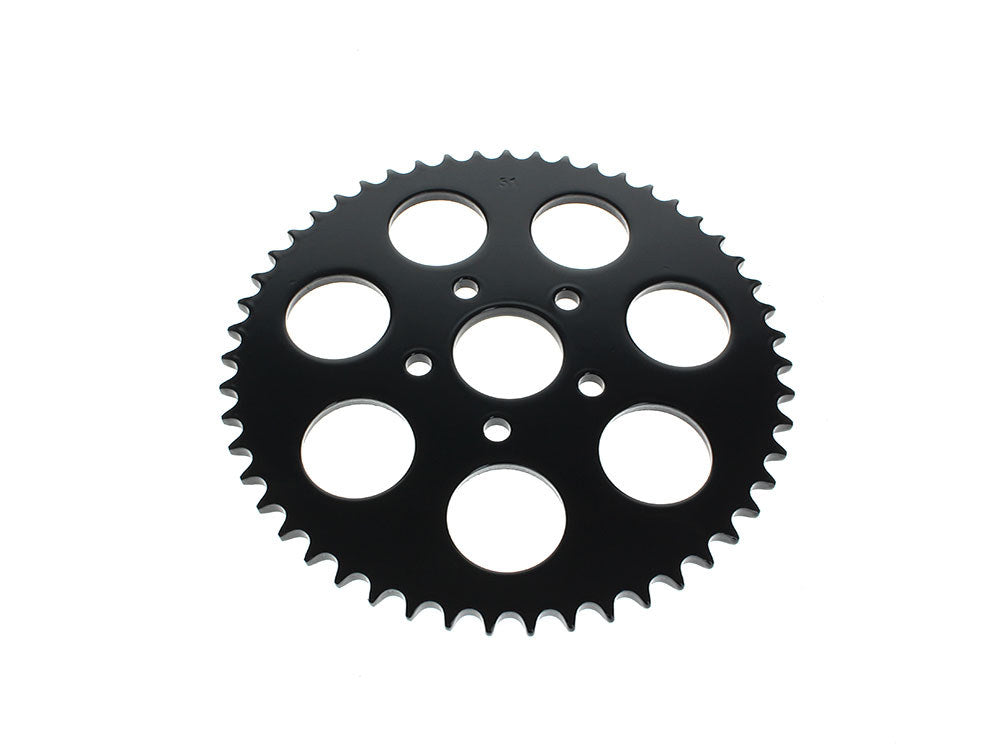 51 Tooth, Flat Steel Rear Chain Sprocket - Gloss Black. Fits Big Twin 1973-1999 & Sportster 1979-1999.