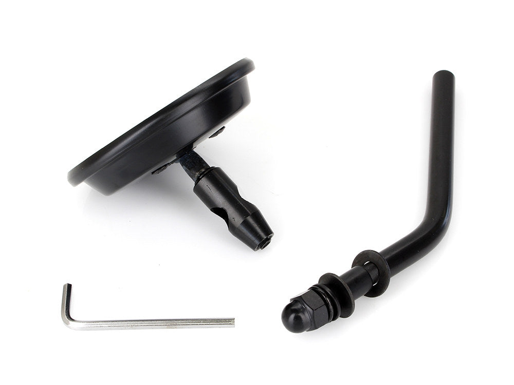 3in. Round Mirror with Short Stem - Black. Fits Left & Right.