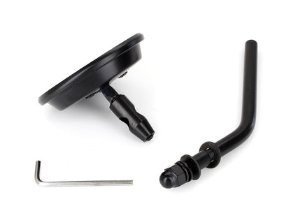 3in. Round Mirror with Short Stem - Black. Fits Left & Right.