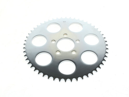 52 Tooth, Flat Steel Rear Chain Sprocket - Chrome. Fits Big Twin 2000up & Sportster 2000-2021.