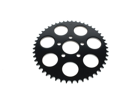 49 Tooth, Flat Steel Rear Chain Sprocket - Gloss Black. Fits Big Twin 2000up & Sportster 2000-2021.
