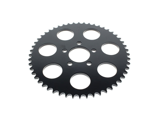 52 Tooth, Flat Steel Rear Chain Sprocket - Gloss Black. Fits Big Twin 2000up & Sportster 2000-2021.
