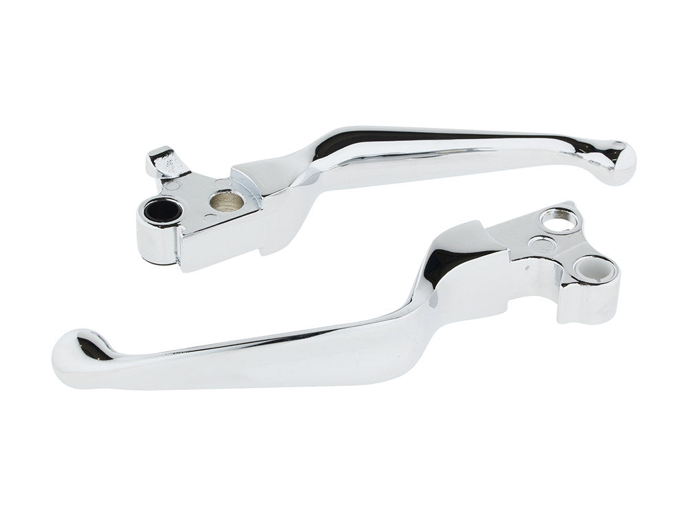 Hand Levers - Chrome. Fits Softail 1996-2014, Dyna 1996-2017, Touring 1996-2007 & Sportster 1996-2003.