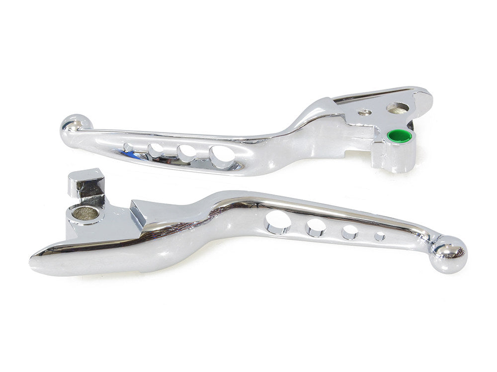 4 Hole Hand Levers - Chrome. Fits Softail 2018-2024