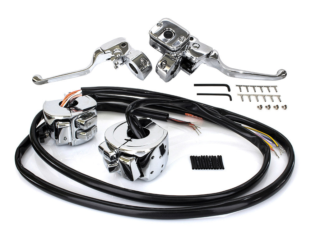 Handlebar Control Kit - Chrome. Fits Big Twin & Sportster 1996-2006 Models with Front Single Disc Rotor.