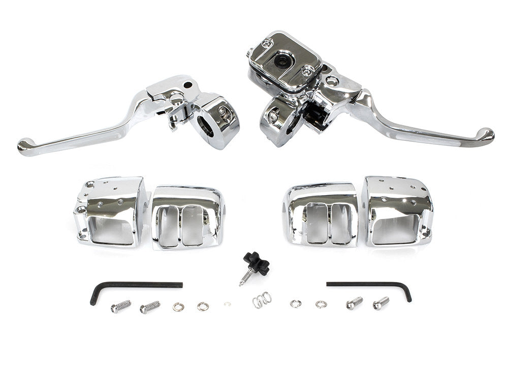 Handlebar Control Kit - Chrome. Fits Big Twin 1996-2010 & Sportster 1996-2003 with Single Disc Front Brake.