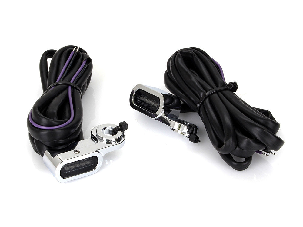 Under Perch Turn Signals - Chrome. Fits Softail S 2016-2017, V-Rod 2009-2017 & Touring 2009-2020 Models with Hydraulic Clutch.