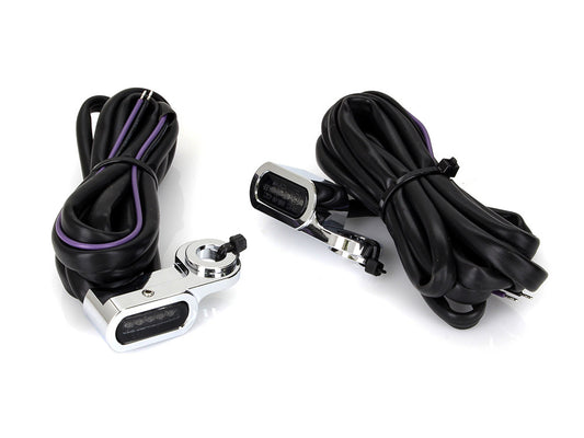 Under Perch Turn Signals - Chrome. Fits Softail S 2016-2017, V-Rod 2009-2017 & Touring 2009-2020 Models with Hydraulic Clutch.