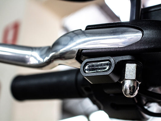 Under Perch Turn Signals - Black. Fits Softail 2015-2024 & Touring 2009-2023 Models with Cable Clutch.