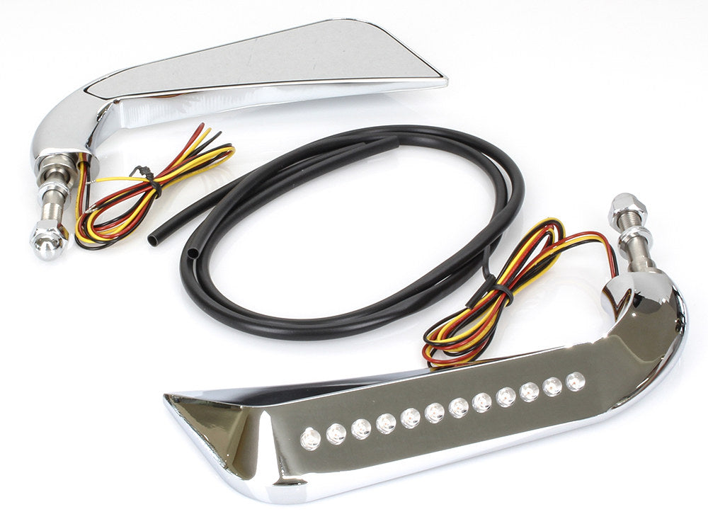 Slim Sickle / Avenger Mirrors with LED Indicators - Chrome.