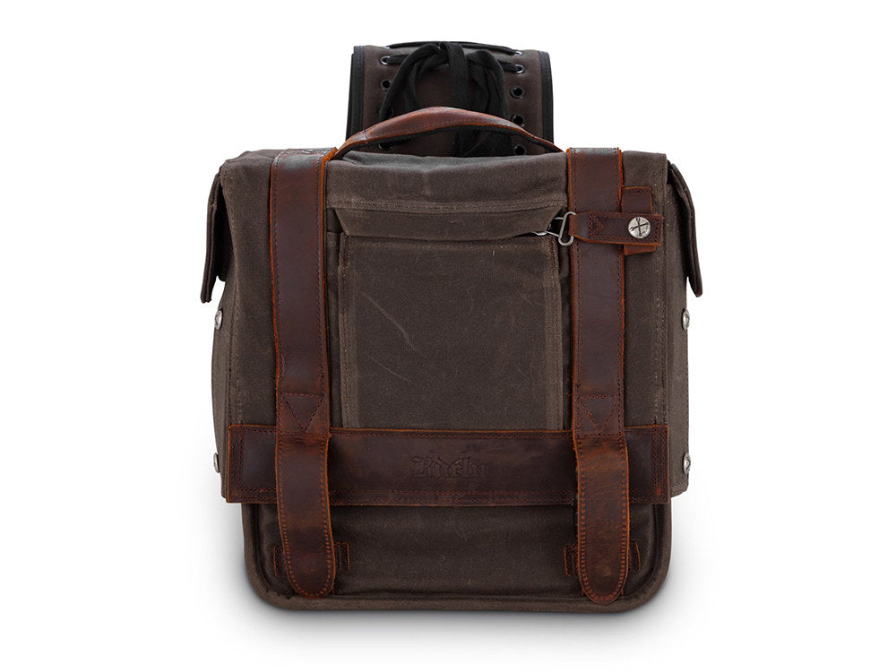 Throw-Over Saddlebags - Dark Oak Wet Waxed.