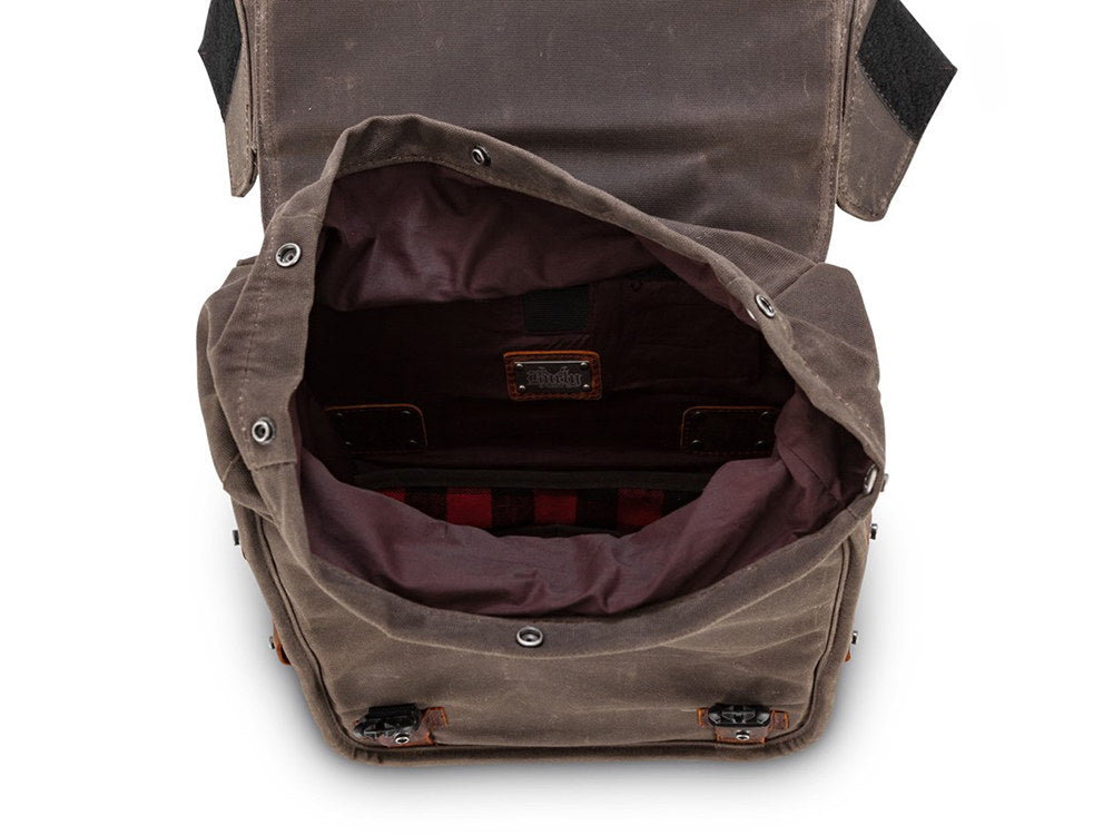 Throw-Over Saddlebags - Dark Oak Wet Waxed.