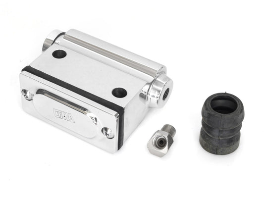 Lockheed Style Rear Brake Master Cylinder - Chrome. Fits Big Twin 1973-1979 with Disc Brake.