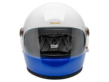 Gringo S Helmet - Apex Gloss White, Red & Blue with ECE R22.06 Compliance