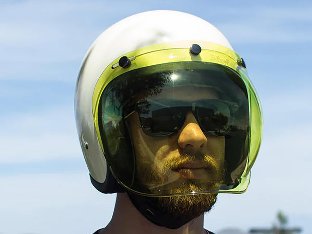 Bubble Shield Visor - Yellow. Fits Gringo Helmets & Most Helmets With 3 Studs Along The Top