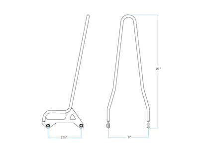 Sissy Bar Kit - Chrome. Fits Sportster 1996-2003