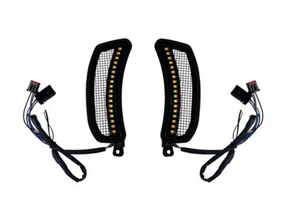 LED Vent Inserts With Amber & White LED's - Black with Black Mesh. Fits Low Rider ST 2022up