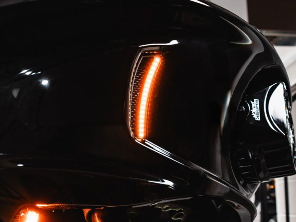 LED Vent Inserts With Amber & White LED's - Black with Black Mesh. Fits Low Rider ST 2022up