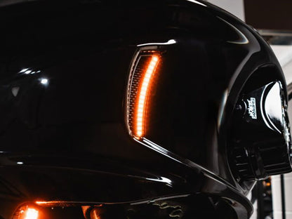 LED Vent Inserts With Amber & White LED's - Black with Black Mesh. Fits Low Rider ST 2022up