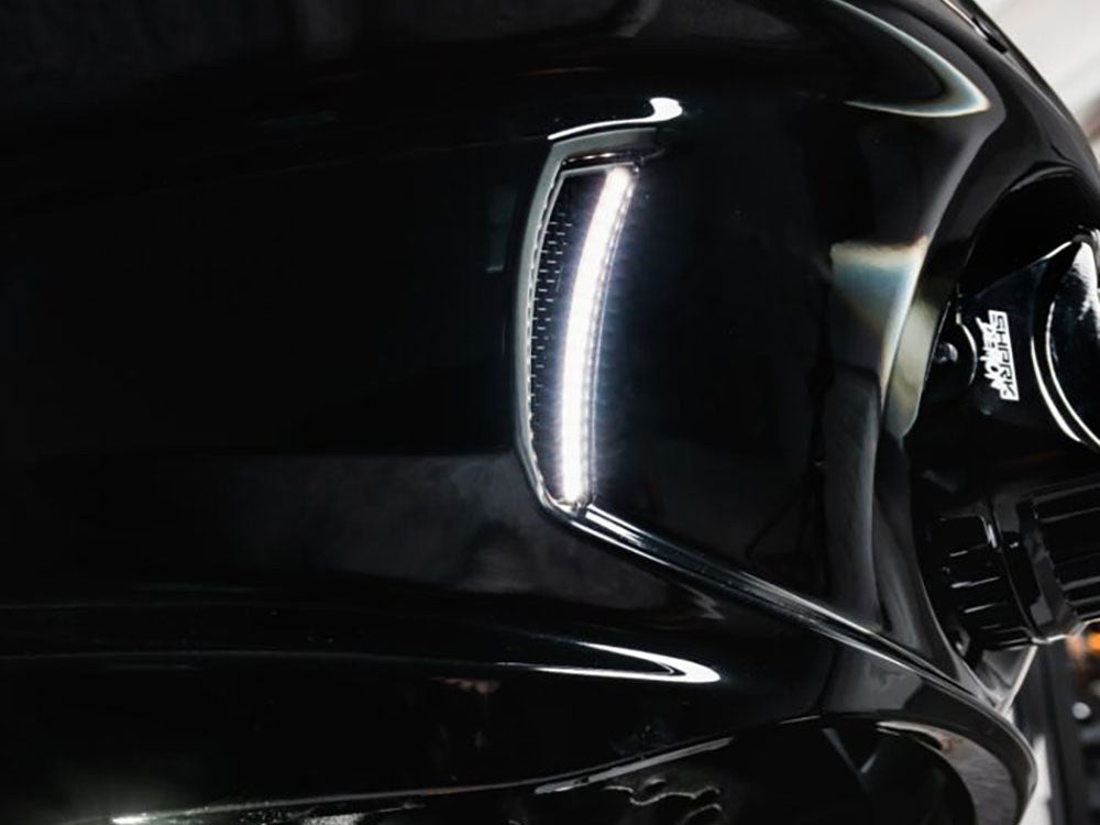 LED Vent Inserts With Amber & White LED's - Black with Black Mesh. Fits Low Rider ST 2022up