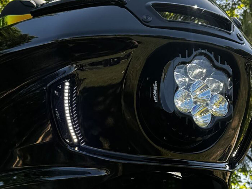 LED Vent Inserts With Amber & White LED's - Black with Black Mesh. Fits Low Rider ST 2022up