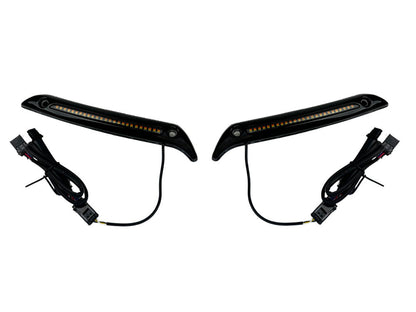LED DRL Windshield Trim with Sequential Amber Turn, White Run & Smoke Lens - Black. Fits Low Rider ST 2022up